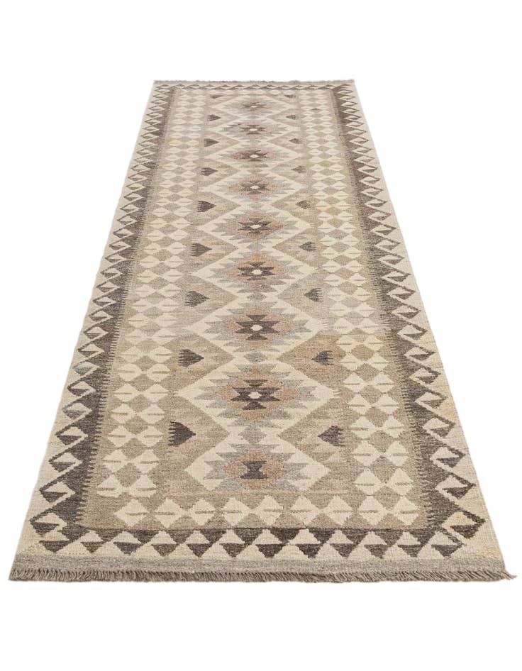 Detail image of  2' 8 x 9' 9  Hand Woven Kilim Maymana Wool Runner Rug