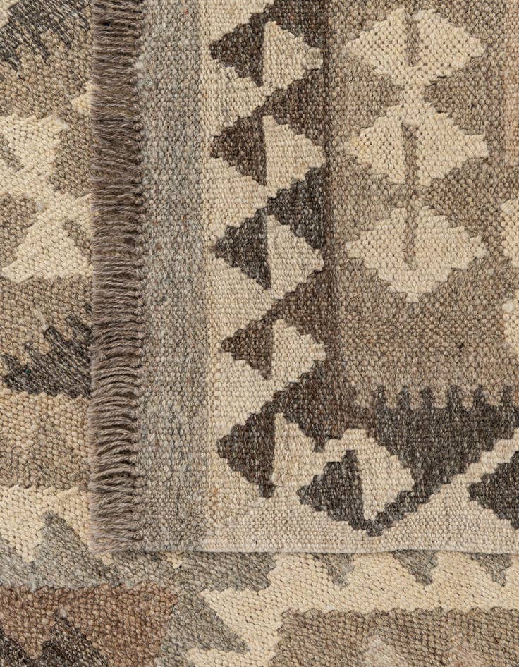 Detail image of  2' 8 x 9' 9  Hand Woven Kilim Maymana Wool Runner Rug