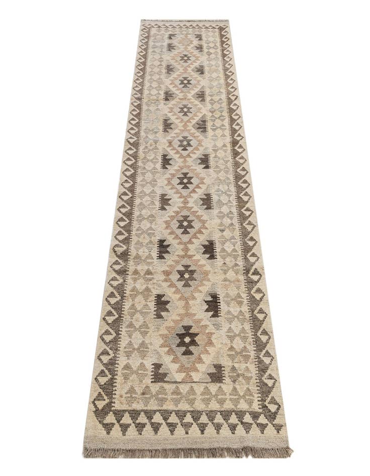 Detail image of  2' 10 x 9' 8  Hand Woven Kilim Maymana Wool Runner Rug