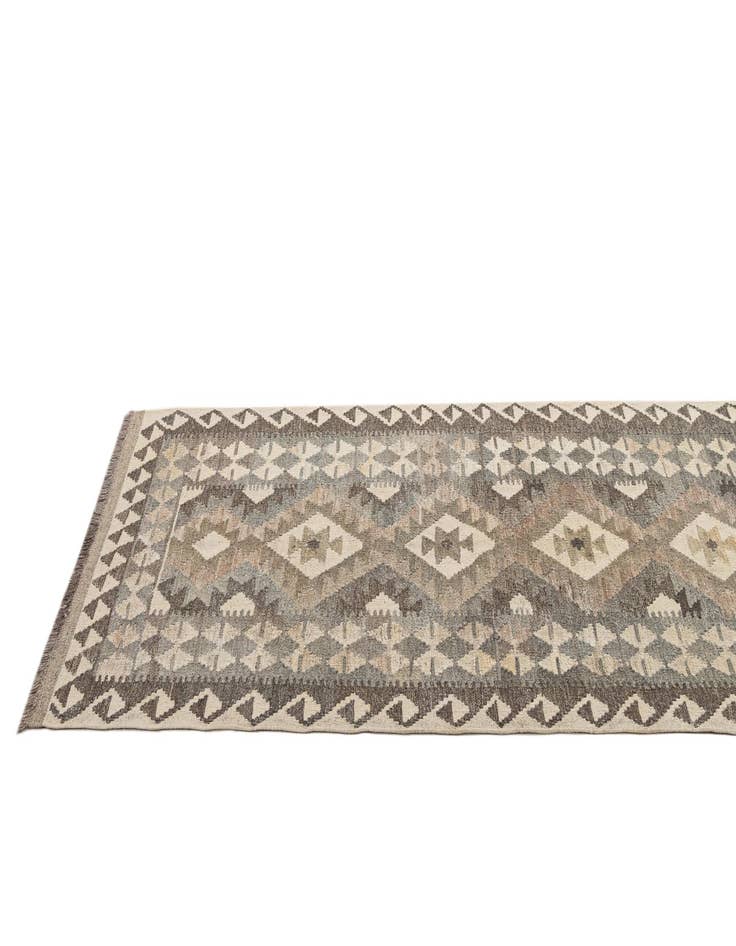 Detail image of  2' 10 x 9' 8  Hand Woven Kilim Maymana Wool Runner Rug