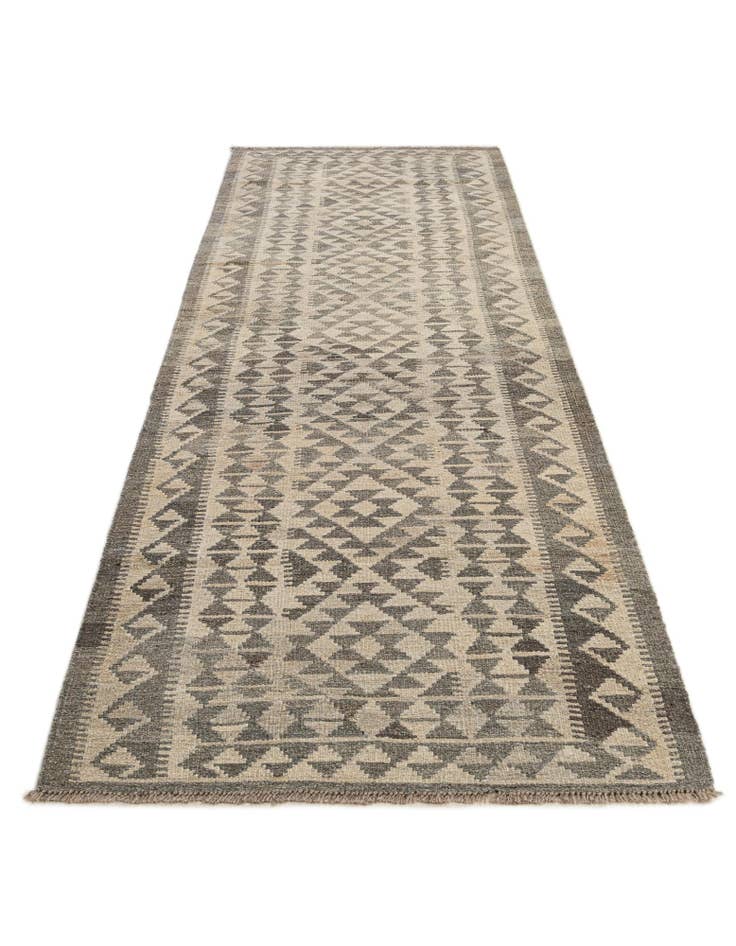 Detail image of  2' 11 x 9' 9  Hand Woven Kilim Maymana Wool Runner Rug