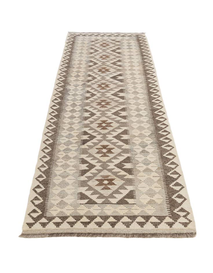 Detail image of  2' 6 x 9' 6  Hand Woven Kilim Maymana Wool Runner Rug