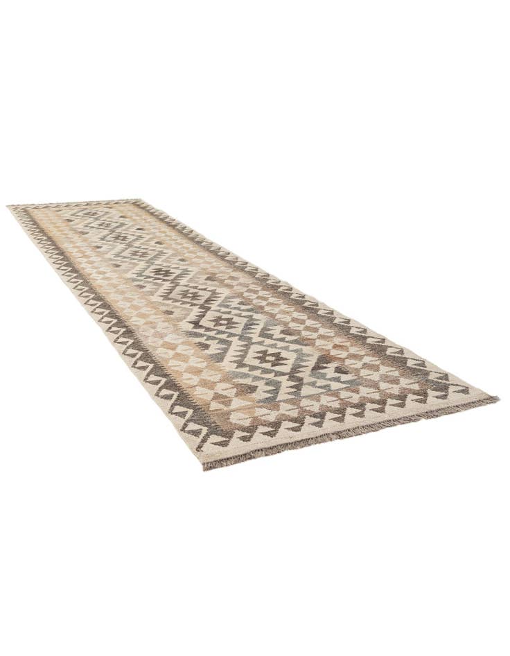 Detail image of  2' 8 x 9' 8  Hand Woven Kilim Maymana Wool Runner Rug