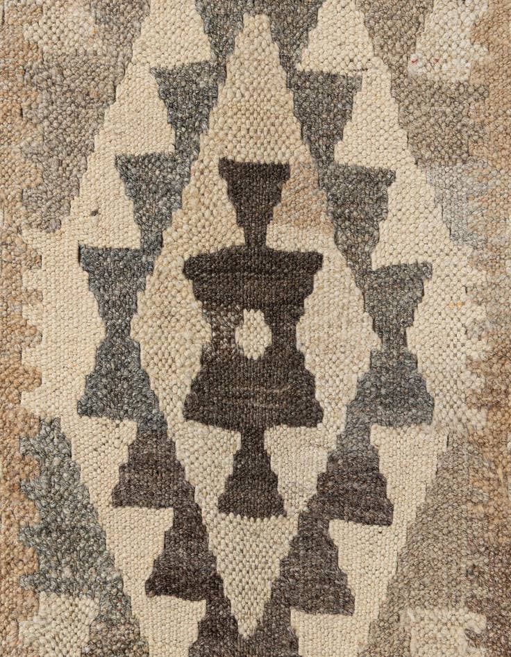 Detail image of  2' 8 x 9' 8  Hand Woven Kilim Maymana Wool Runner Rug