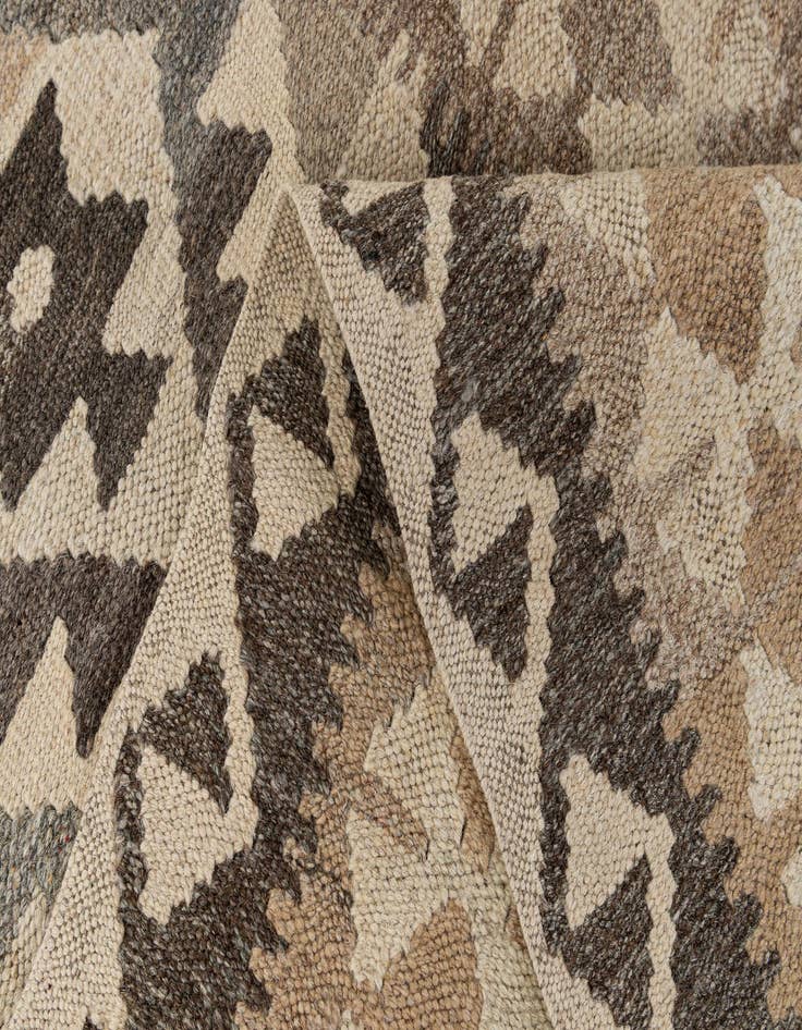 Detail image of  2' 8 x 9' 8  Hand Woven Kilim Maymana Wool Runner Rug