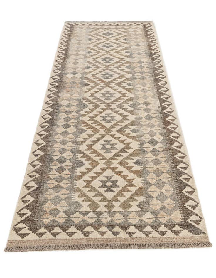 Detail image of  2' 9 x 9' 8  Hand Woven Kilim Maymana Wool Runner Rug