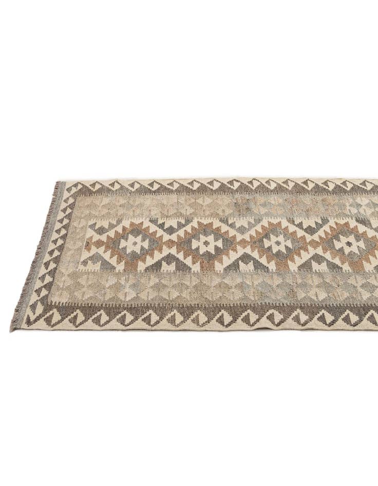 Detail image of  2' 8 x 9' 9  Hand Woven Kilim Maymana Wool Runner Rug