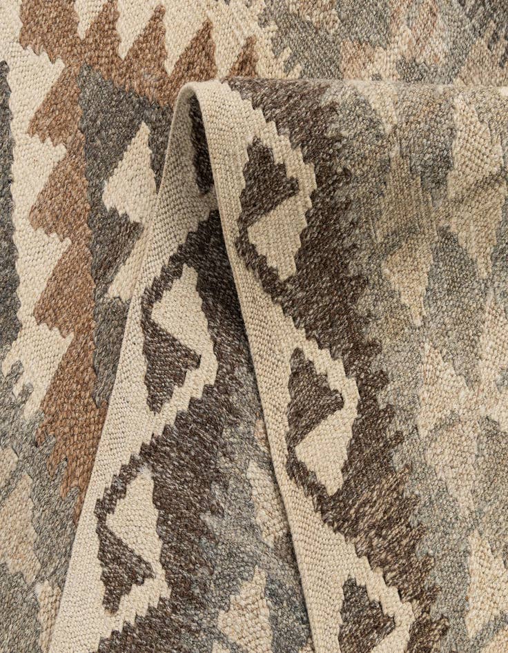 Detail image of  2' 8 x 9' 9  Hand Woven Kilim Maymana Wool Runner Rug