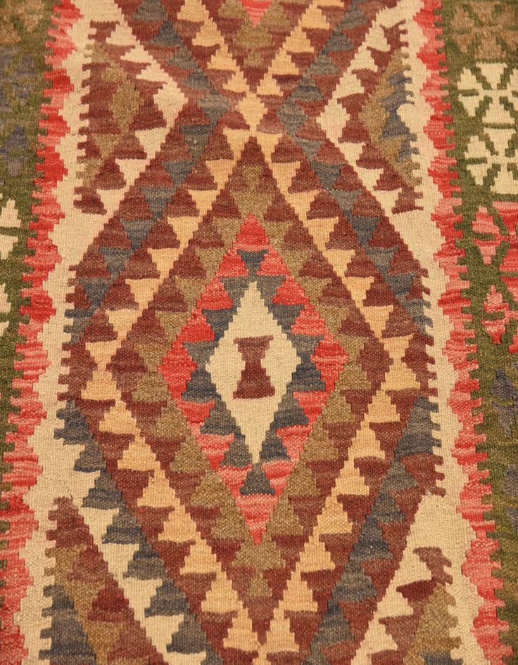 Detail image of  3' 4 x 6' 6  Hand Woven Kilim Maymana Wool Runner Rug