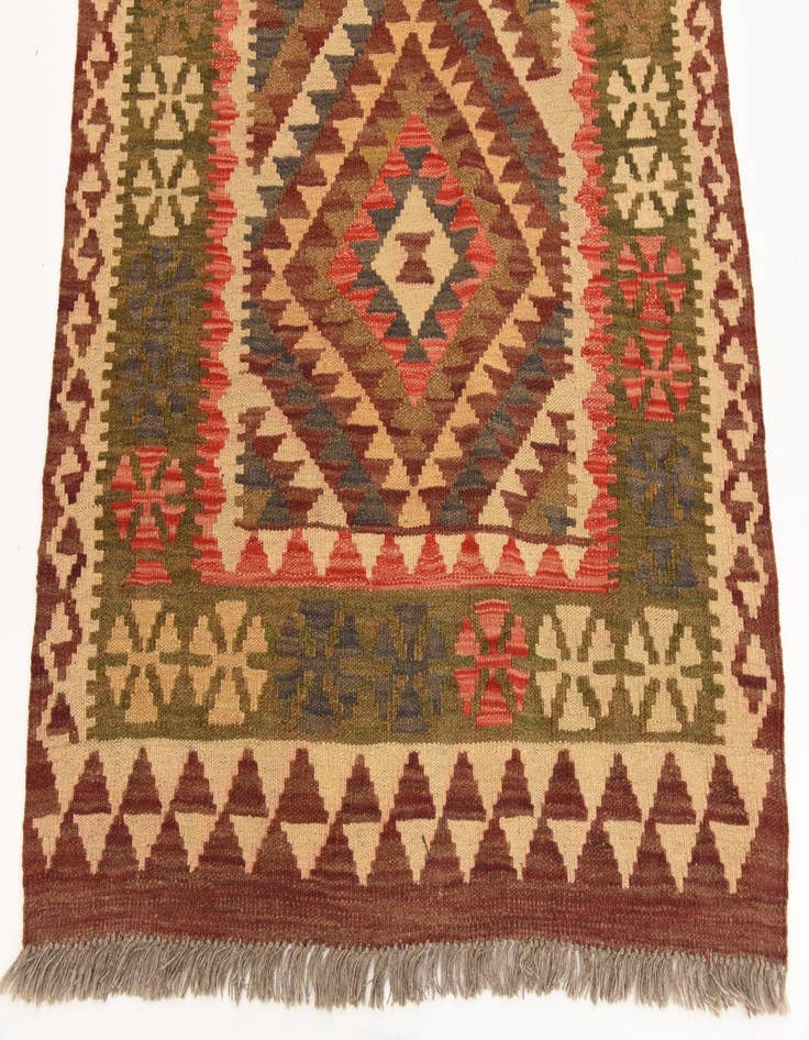 Detail image of  3' 4 x 6' 6  Hand Woven Kilim Maymana Wool Runner Rug