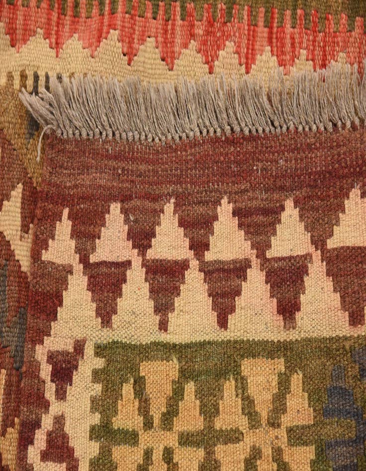 Detail image of  3' 4 x 6' 6  Hand Woven Kilim Maymana Wool Runner Rug