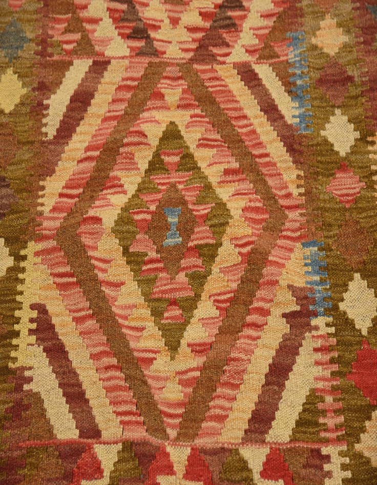 Detail image of  3' 3 x 6' 5  Hand Woven Kilim Maymana Wool Runner Rug