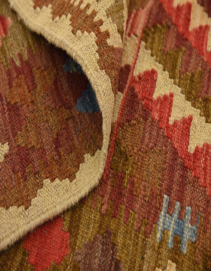 Detail image of  3' 3 x 6' 5  Hand Woven Kilim Maymana Wool Runner Rug