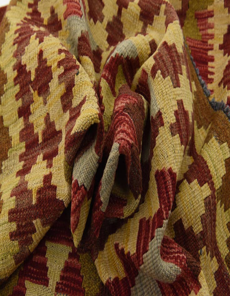 Detail image of  3' 4 x 6' 6  Hand Woven Kilim Maymana Wool Runner Rug