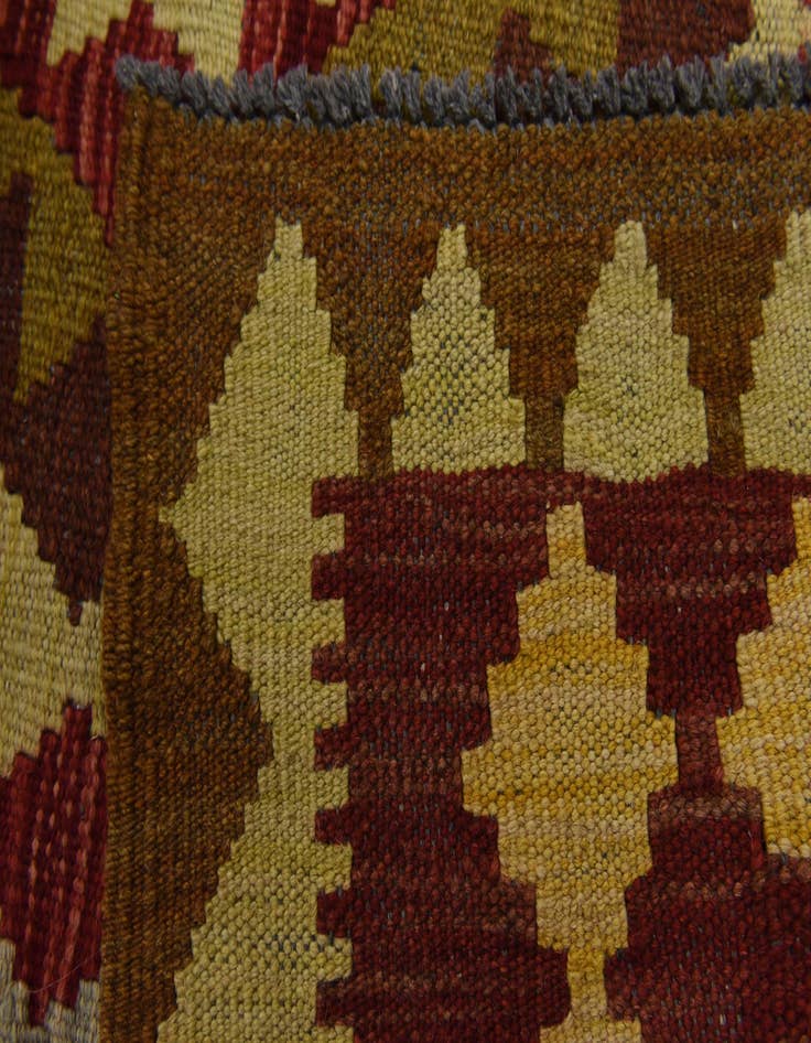 Detail image of  3' 4 x 6' 6  Hand Woven Kilim Maymana Wool Runner Rug