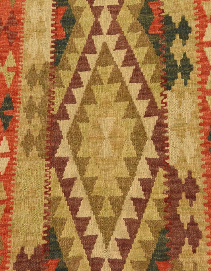 Detail image of  3' 4 x 6' 7  Hand Woven Kilim Maymana Wool Runner Rug