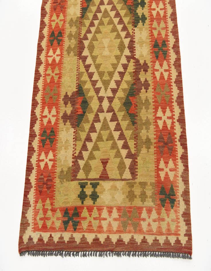 Detail image of  3' 4 x 6' 7  Hand Woven Kilim Maymana Wool Runner Rug