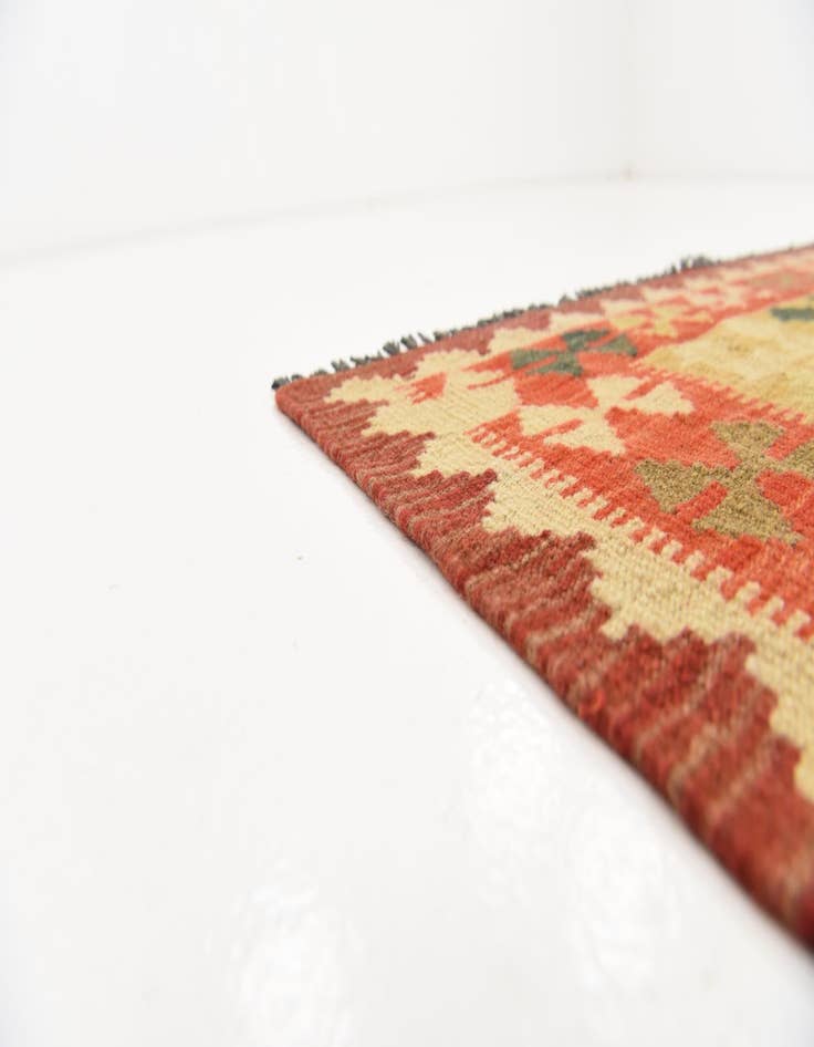 Detail image of  3' 4 x 6' 7  Hand Woven Kilim Maymana Wool Runner Rug