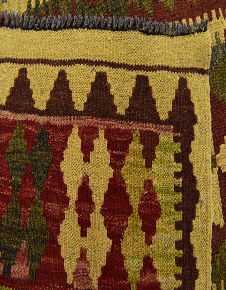 Detail image of  3' 2 x 6' 5  Hand Woven Kilim Maymana Wool Runner Rug