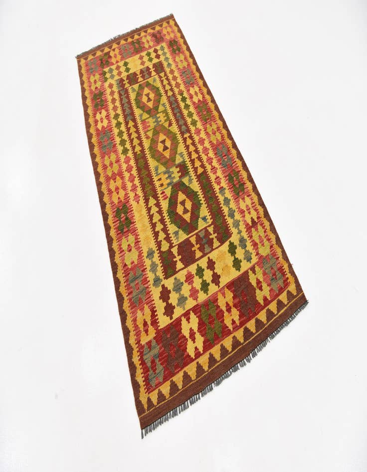 Detail image of  3' 3 x 6' 6  Hand Woven Kilim Maymana Wool Runner Rug