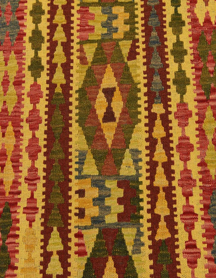 Detail image of  3' 3 x 6' 6  Hand Woven Kilim Maymana Wool Runner Rug