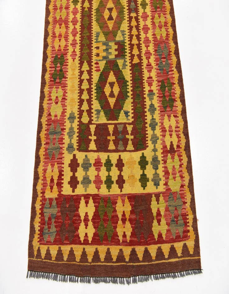 Detail image of  3' 3 x 6' 6  Hand Woven Kilim Maymana Wool Runner Rug