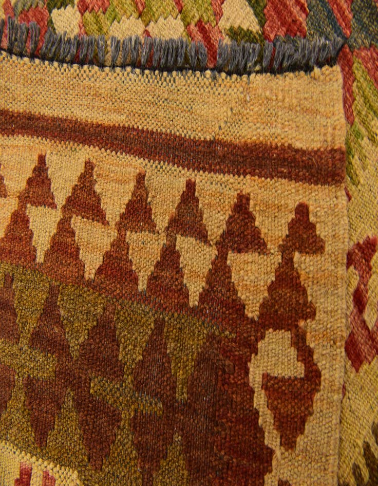 Detail image of  3' 4 x 6' 10  Hand Woven Kilim Maymana Wool Runner Rug