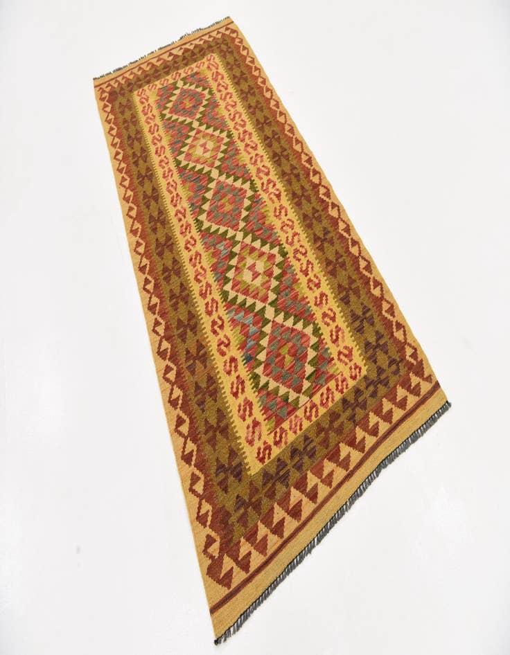 Detail image of  3' 4 x 6' 10  Hand Woven Kilim Maymana Wool Runner Rug