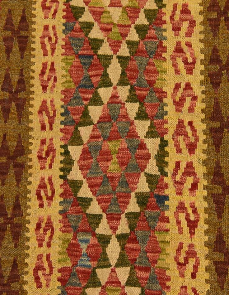 Detail image of  3' 4 x 6' 10  Hand Woven Kilim Maymana Wool Runner Rug