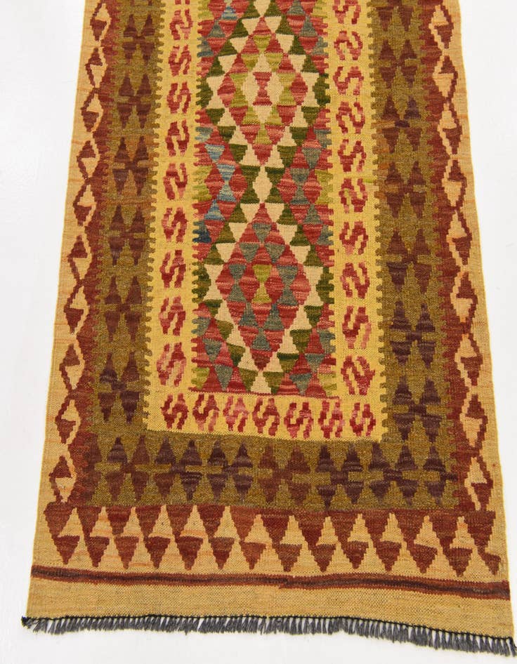 Detail image of  3' 4 x 6' 10  Hand Woven Kilim Maymana Wool Runner Rug