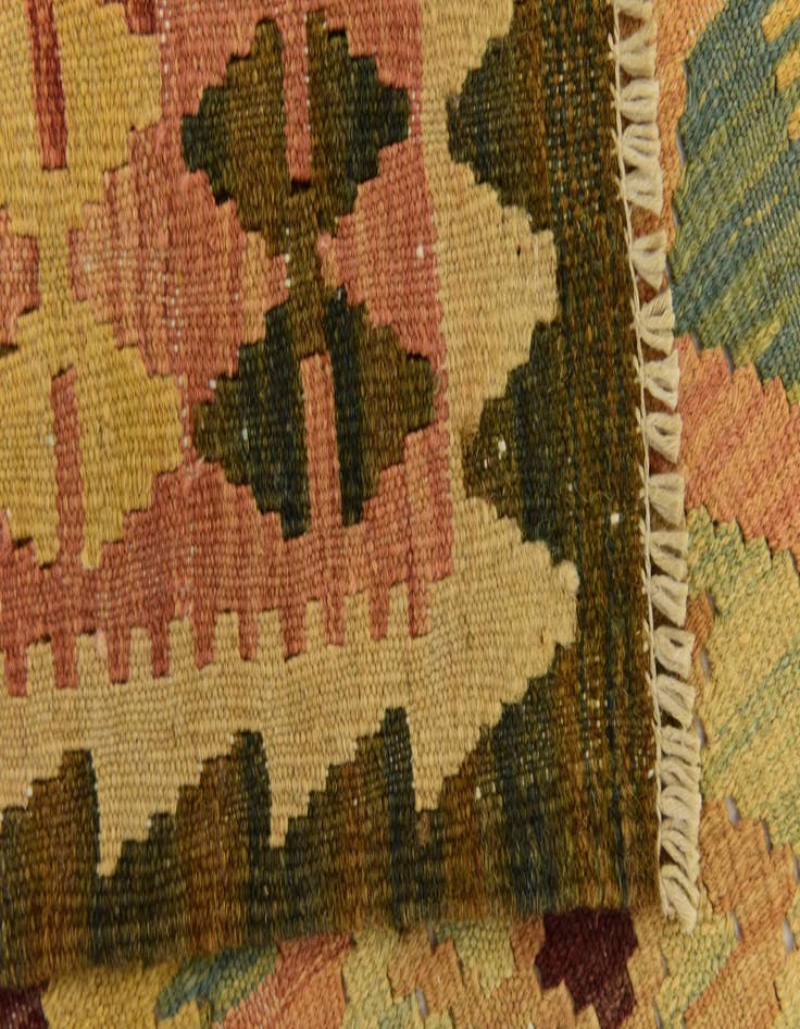 Detail image of  2' 7 x 9' 9  Hand Woven Kilim Maymana Wool Runner Rug