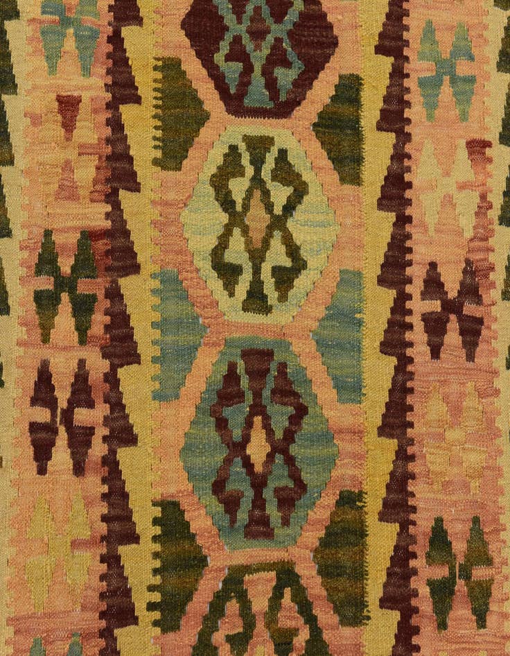 Detail image of  2' 7 x 9' 9  Hand Woven Kilim Maymana Wool Runner Rug