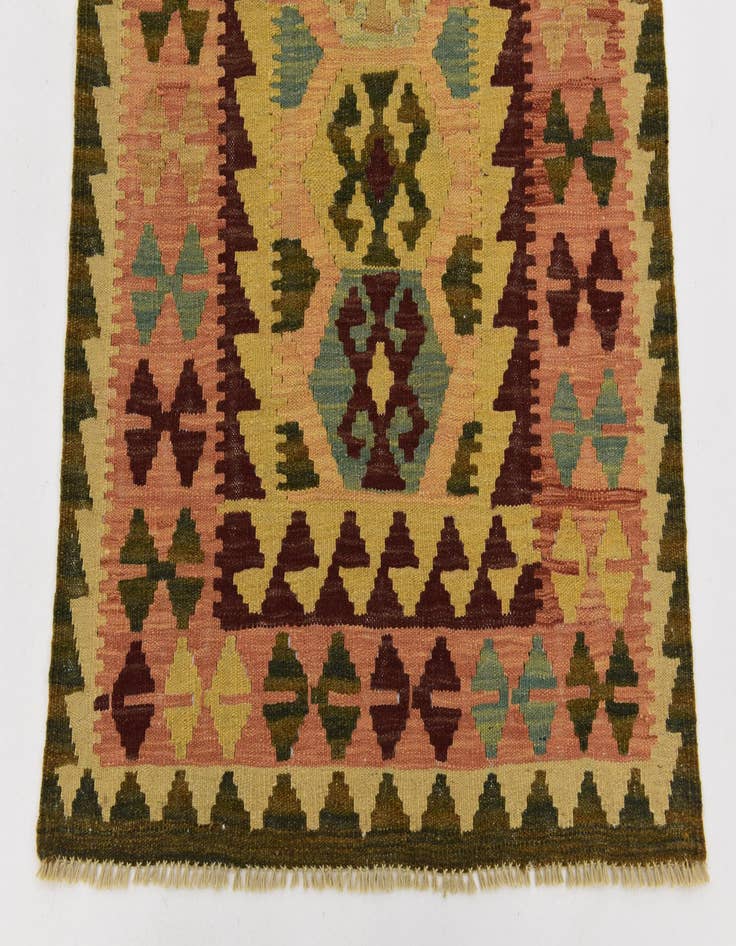 Detail image of  2' 7 x 9' 9  Hand Woven Kilim Maymana Wool Runner Rug