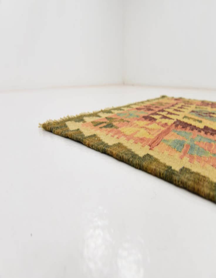 Detail image of  2' 7 x 9' 9  Hand Woven Kilim Maymana Wool Runner Rug