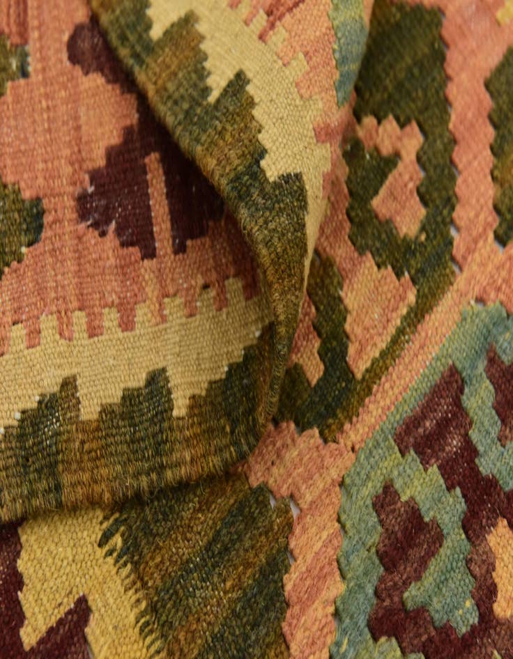 Detail image of  2' 7 x 9' 9  Hand Woven Kilim Maymana Wool Runner Rug