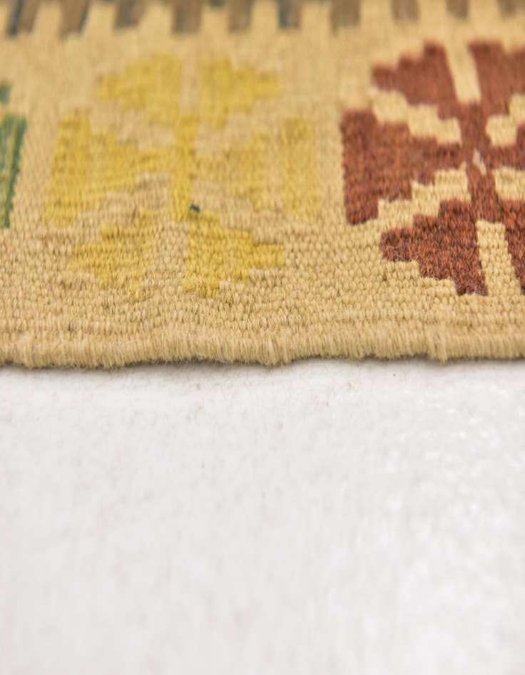 Detail image of  3' 3 x 6' 4  Hand Woven Kilim Maymana Wool Runner Rug