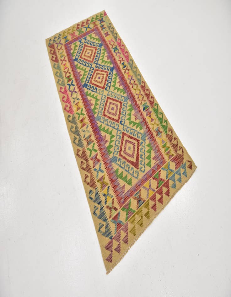 Detail image of  3' 4 x 6' 7  Hand Woven Kilim Maymana Wool Runner Rug