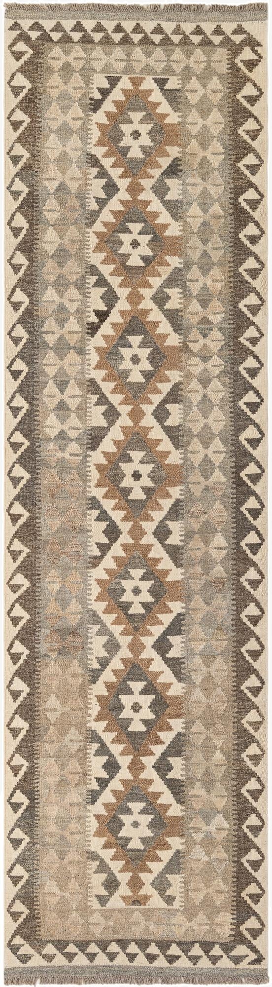  2' 8 x 9' 9  Hand Woven Kilim Maymana Wool Runner Rug