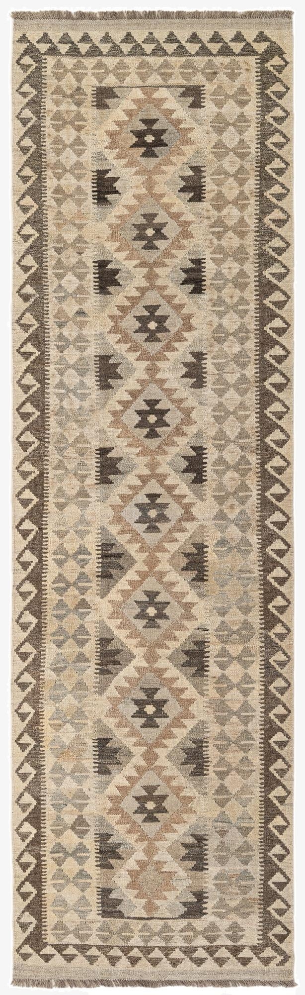  2' 10 x 9' 8  Hand Woven Kilim Maymana Wool Runner Rug