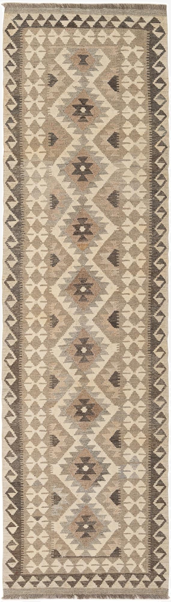  2' 8 x 9' 9  Hand Woven Kilim Maymana Wool Runner Rug