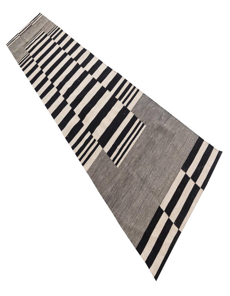 Detail image of 2' 8 x 13' 4 Hand Woven Kilim Modern Wool Runner Rug