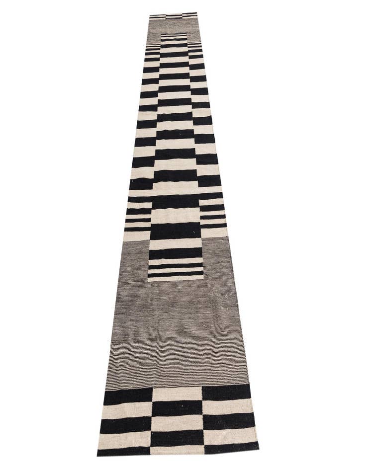 Detail image of 2' 8 x 13' 4 Hand Woven Kilim Modern Wool Runner Rug