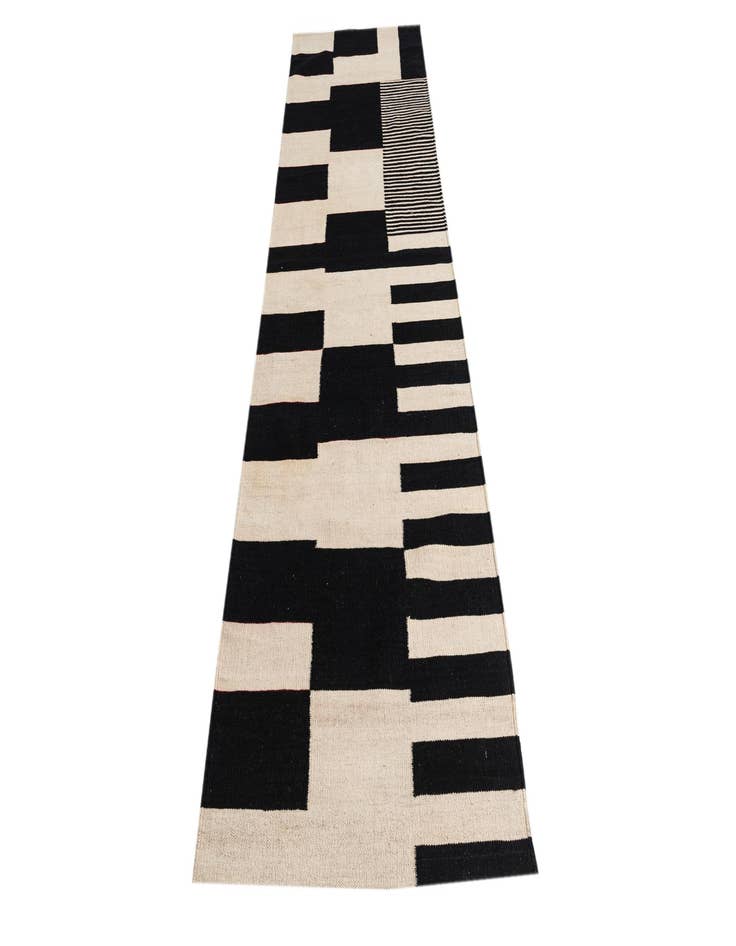 Detail image of  2' 9 x 9' 8  Hand Woven Kilim Modern Wool Runner Rug