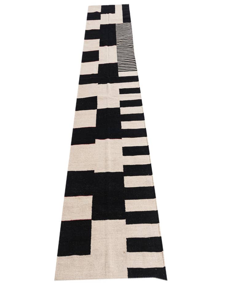 Detail image of  2' 8 x 9' 7  Hand Woven Kilim Modern Wool Runner Rug