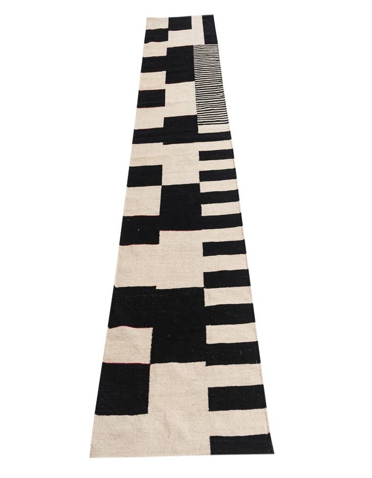 Detail image of  2' 9 x 9' 7  Hand Woven Kilim Modern Wool Runner Rug