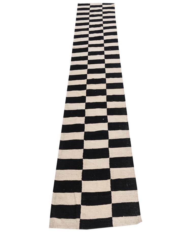 Detail image of  2' 8 x 9' 8  Hand Woven Kilim Modern Wool Runner Rug