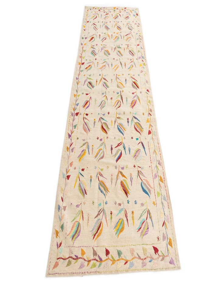 Detail image of  3' 9 x 9' 5  Hand Woven Kilim Suzani Wool Runner Rug