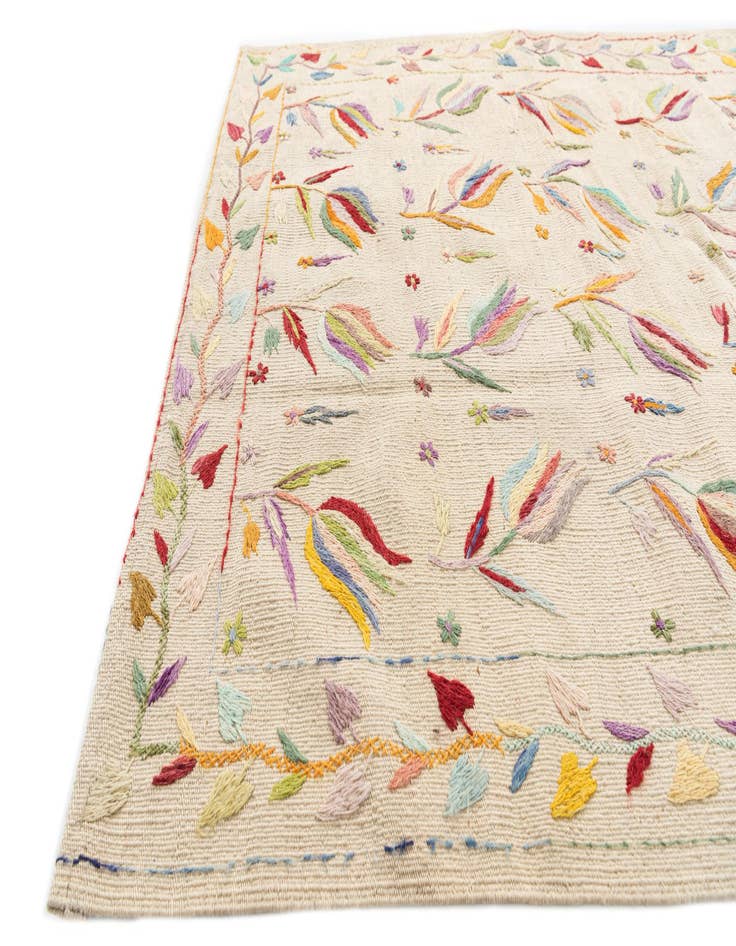 Detail image of  3' 9 x 9' 5  Hand Woven Kilim Suzani Wool Runner Rug