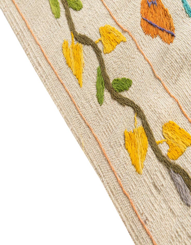 Detail image of  2' 8 x 9' 4  Hand Woven Kilim Suzani Wool Runner Rug