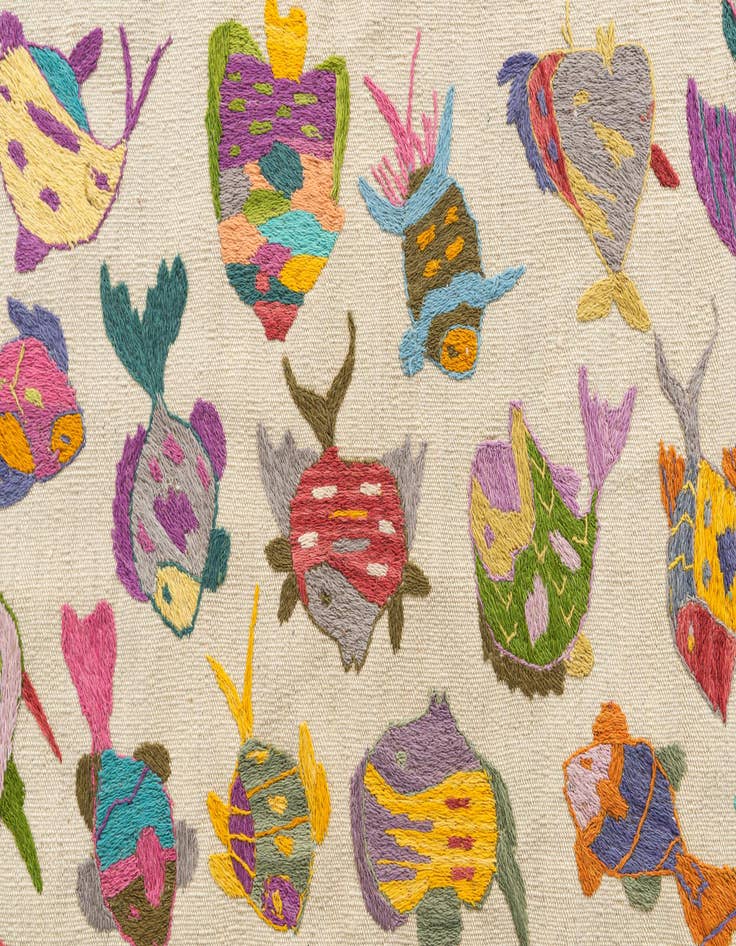 Detail image of  2' 8 x 9' 4  Hand Woven Kilim Suzani Wool Runner Rug